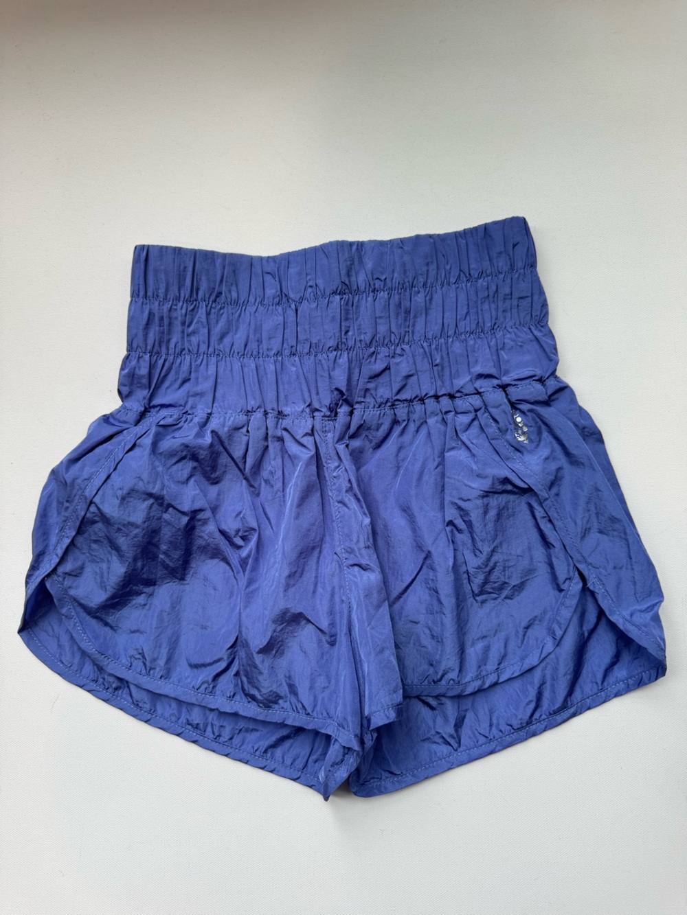 Free People XS Smocked High-Waist Women’s Shorts Blue Athleisure